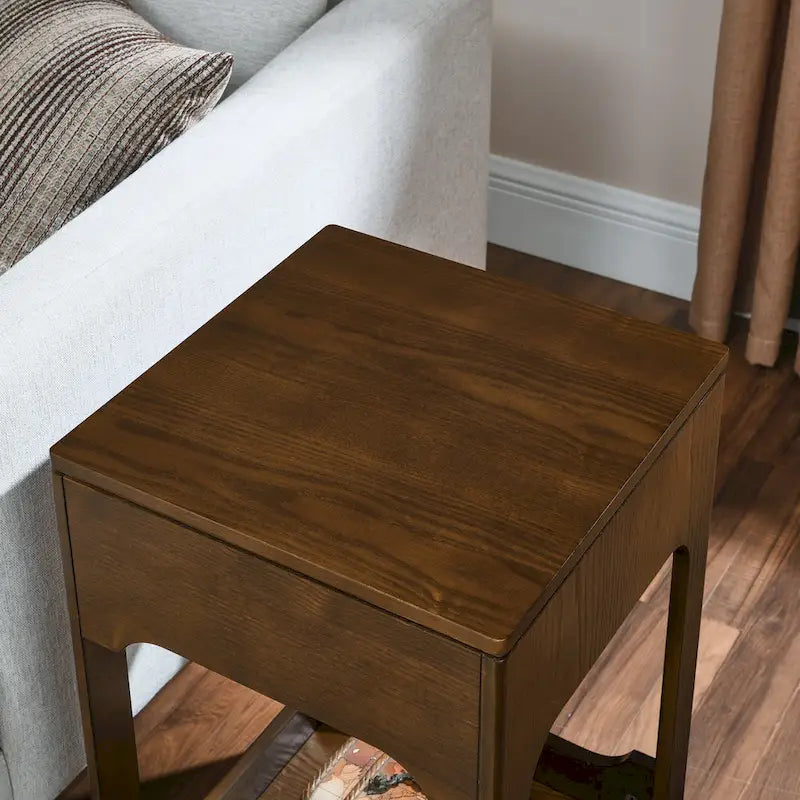 Mid Century Modern Lift Top Side Table, Small Rising End Table Couch Table with Storage Shelf, Wooden Nightstand