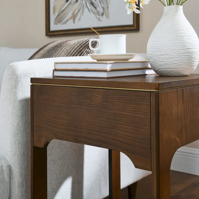 Mid Century Modern Lift Top Side Table, Small Rising End Table Couch Table with Storage Shelf, Wooden Nightstand