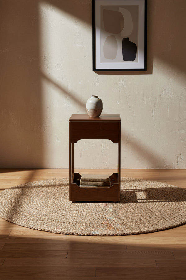 Mid Century Modern Lift Top Side Table, Small Rising End Table Couch Table with Storage Shelf, Wooden Nightstand