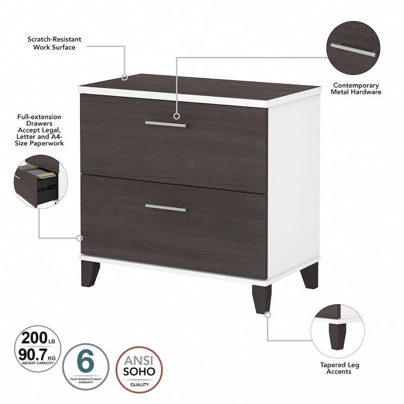 2 Drawer Lateral File Cabinet with Storage