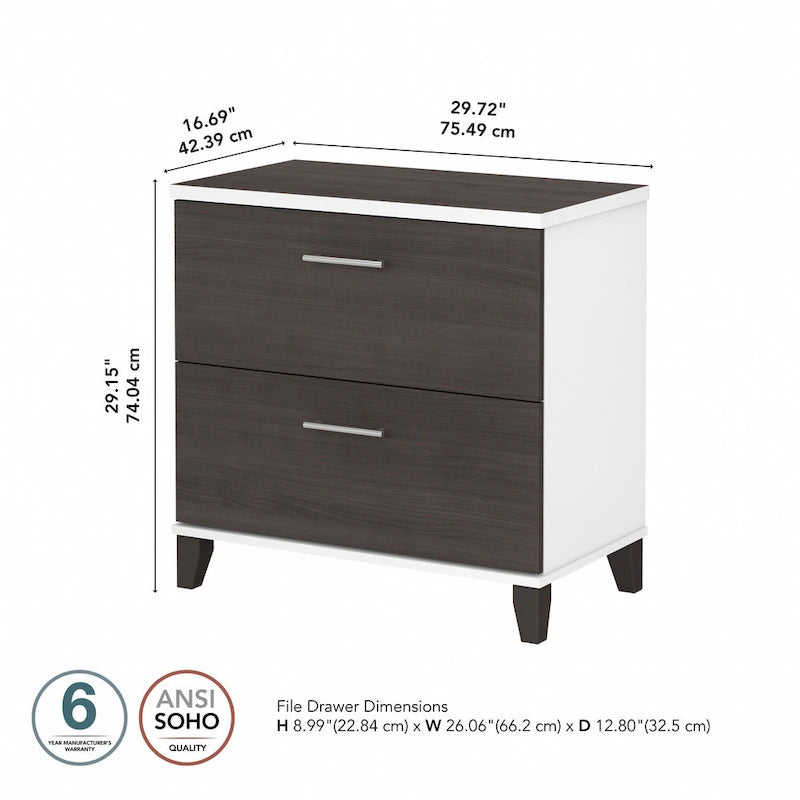 2 Drawer Lateral File Cabinet with Storage