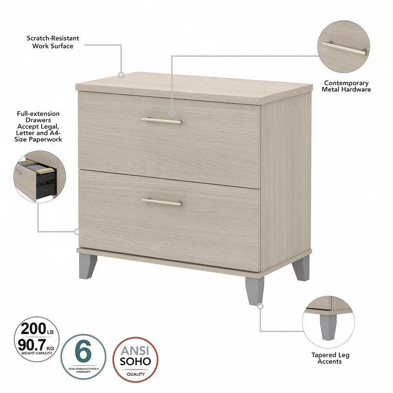 2 Drawer Lateral File Cabinet with Storage