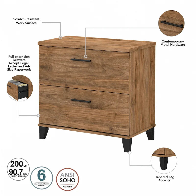 2 Drawer Lateral File Cabinet with Storage