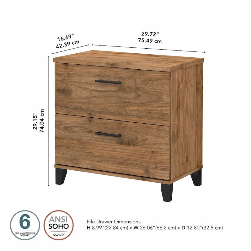 2 Drawer Lateral File Cabinet with Storage