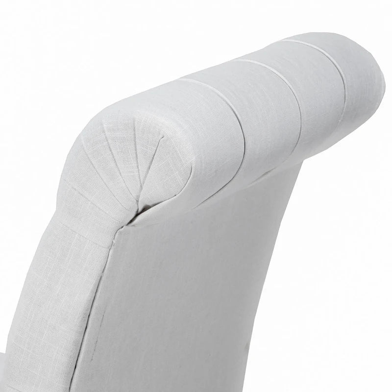 Dining Parsons Chair Set of 2, Tufted Rolled, Off White Linen