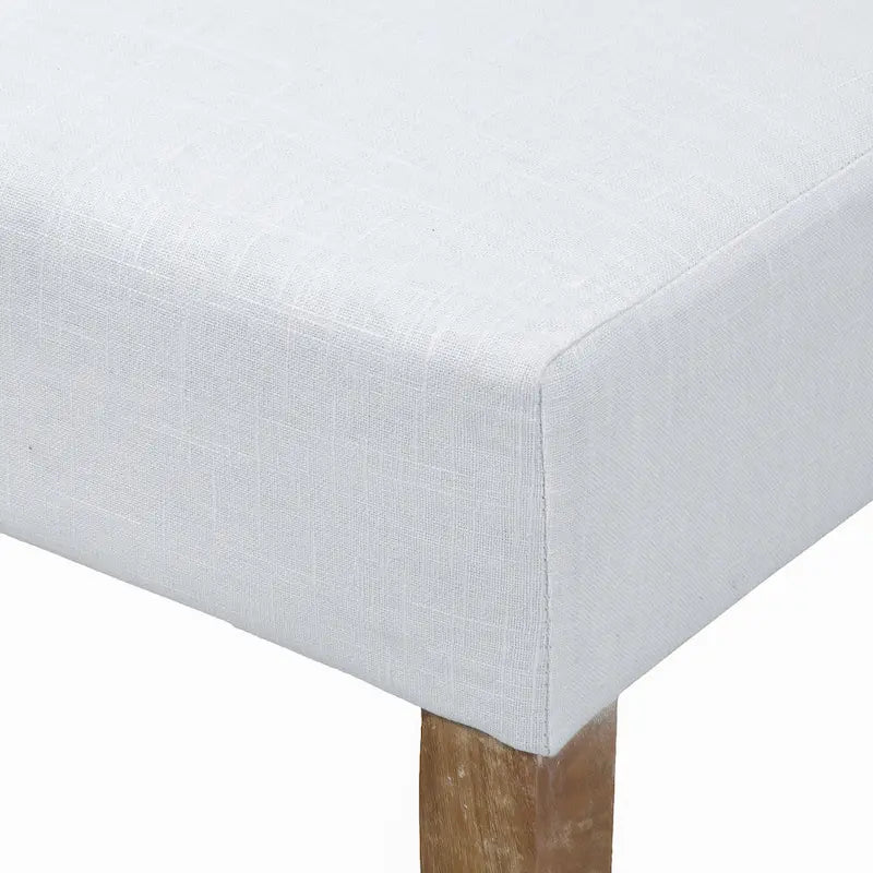 Dining Parsons Chair Set of 2, Tufted Rolled, Off White Linen