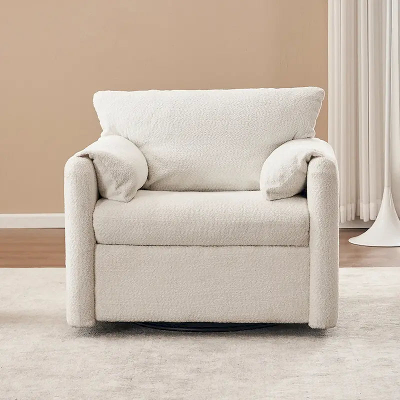 Fauteuil d'appoint pivotant une place - Fauteuil de salon rotatif à 360° avec tissu chenille et coussin haute résilience