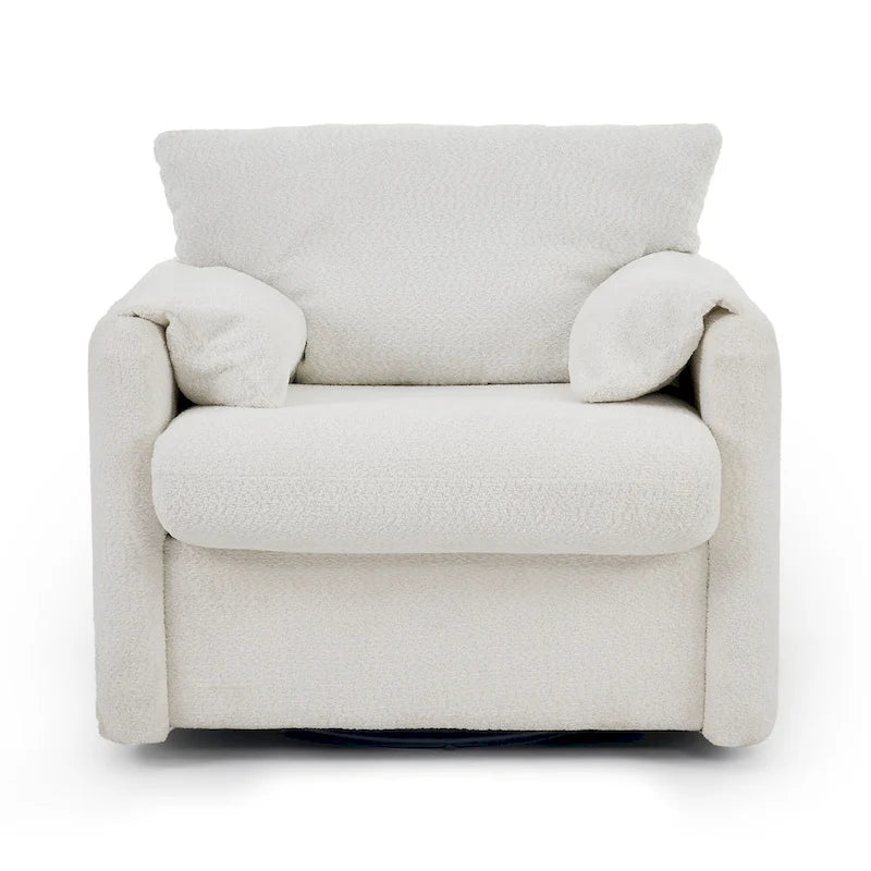 Fauteuil d'appoint pivotant une place - Fauteuil de salon rotatif à 360° avec tissu chenille et coussin haute résilience