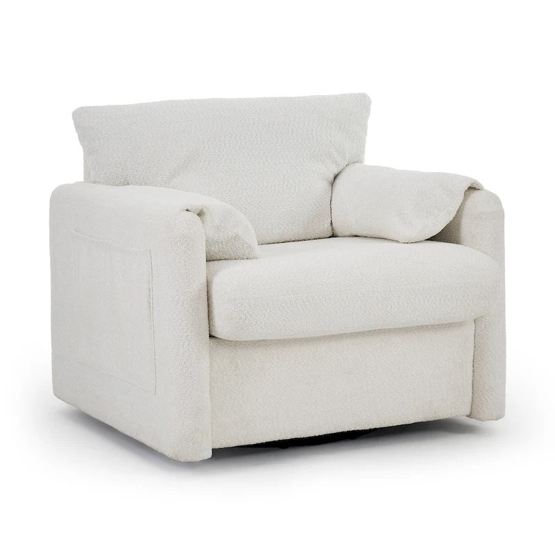 Fauteuil d'appoint pivotant une place - Fauteuil de salon rotatif à 360° avec tissu chenille et coussin haute résilience
