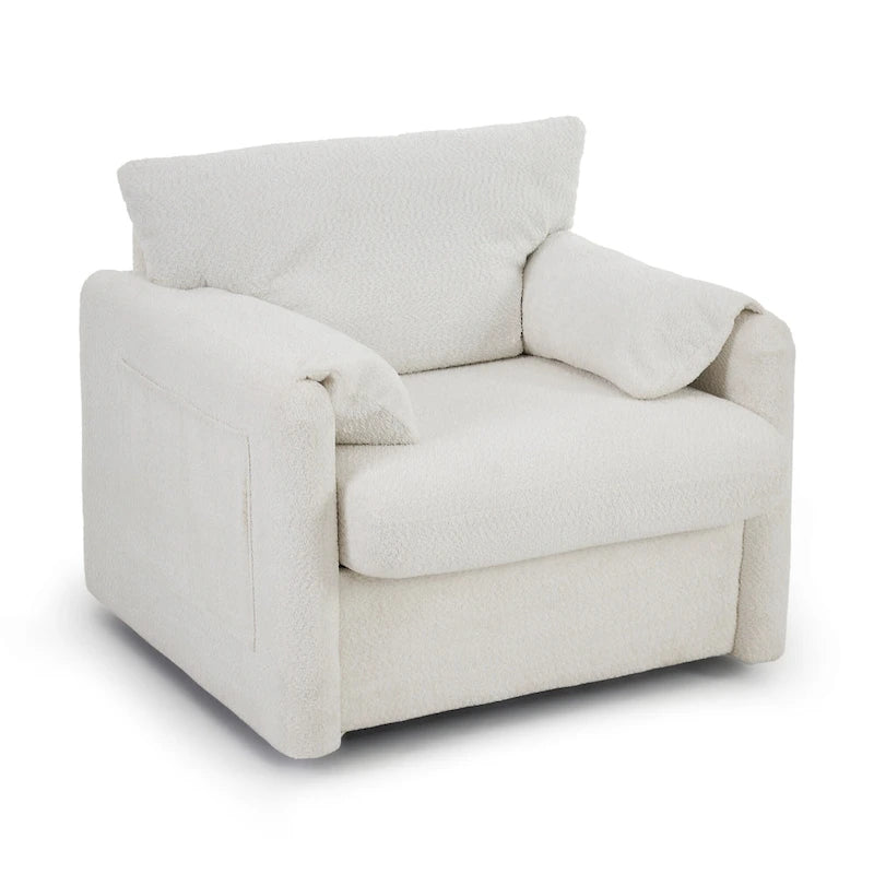 Fauteuil d'appoint pivotant une place - Fauteuil de salon rotatif à 360° avec tissu chenille et coussin haute résilience