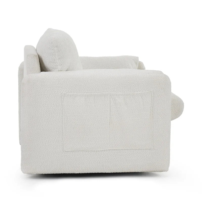 Fauteuil d'appoint pivotant une place - Fauteuil de salon rotatif à 360° avec tissu chenille et coussin haute résilience