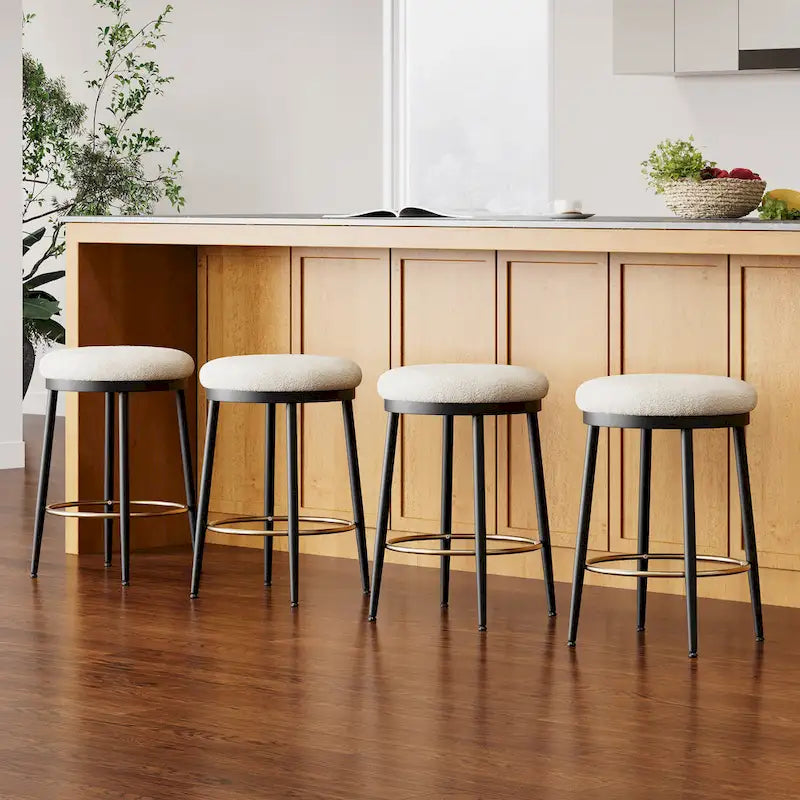 Tabourets de comptoir modernes, ensemble de 2 chaises de bar avec cadre en fer, siège rembourré et repose-pieds