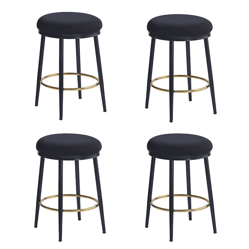 Tabourets de comptoir modernes, ensemble de 2 chaises de bar avec cadre en fer, siège rembourré et repose-pieds