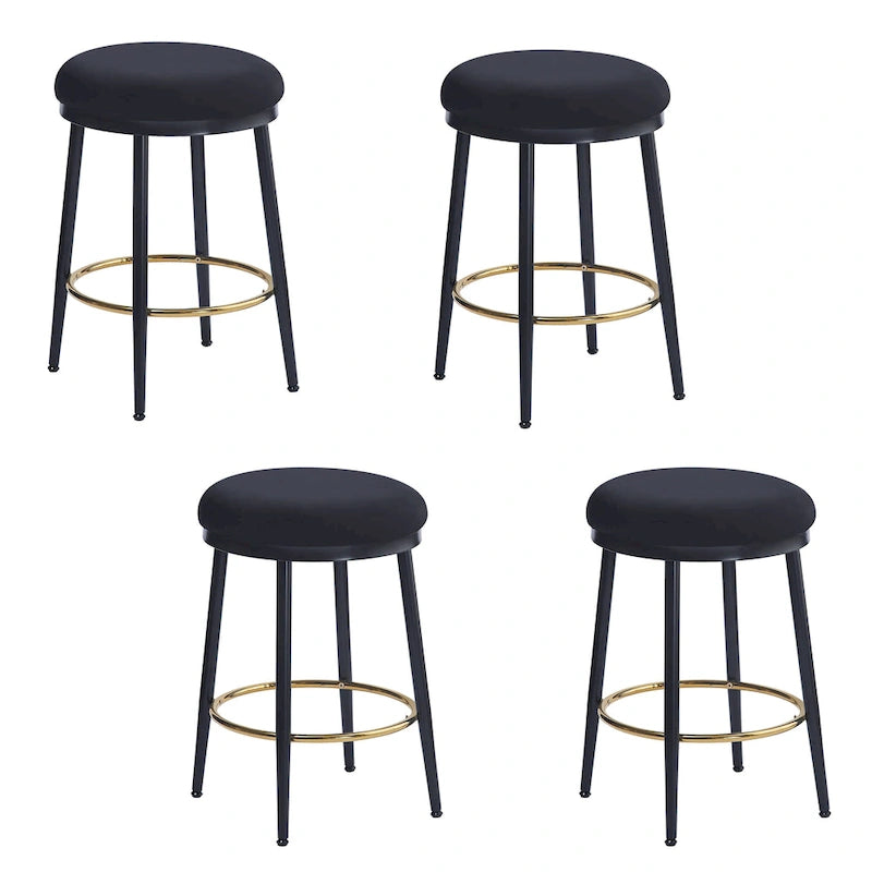 Tabourets de comptoir modernes, ensemble de 2 chaises de bar avec cadre en fer, siège rembourré et repose-pieds