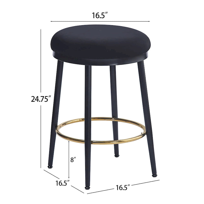 Tabourets de comptoir modernes, ensemble de 2 chaises de bar avec cadre en fer, siège rembourré et repose-pieds