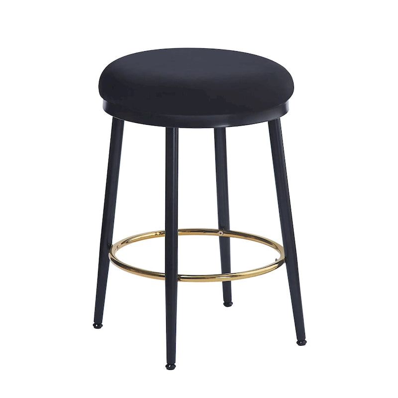 Tabourets de comptoir modernes, ensemble de 2 chaises de bar avec cadre en fer, siège rembourré et repose-pieds