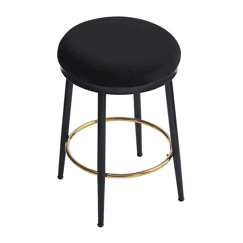Tabourets de comptoir modernes, ensemble de 2 chaises de bar avec cadre en fer, siège rembourré et repose-pieds