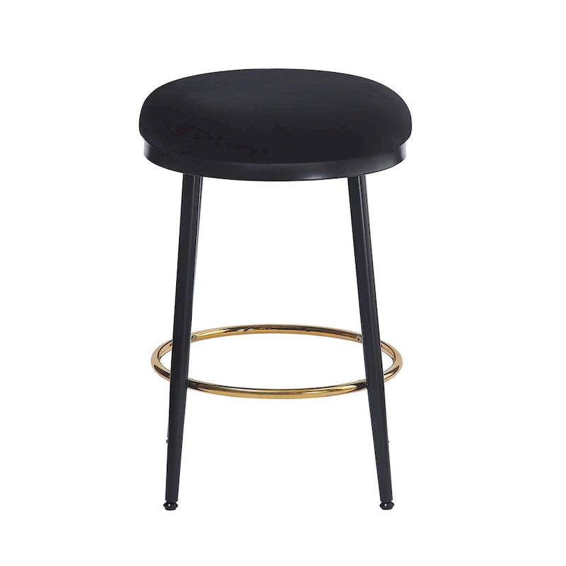 Tabourets de comptoir modernes, ensemble de 2 chaises de bar avec cadre en fer, siège rembourré et repose-pieds