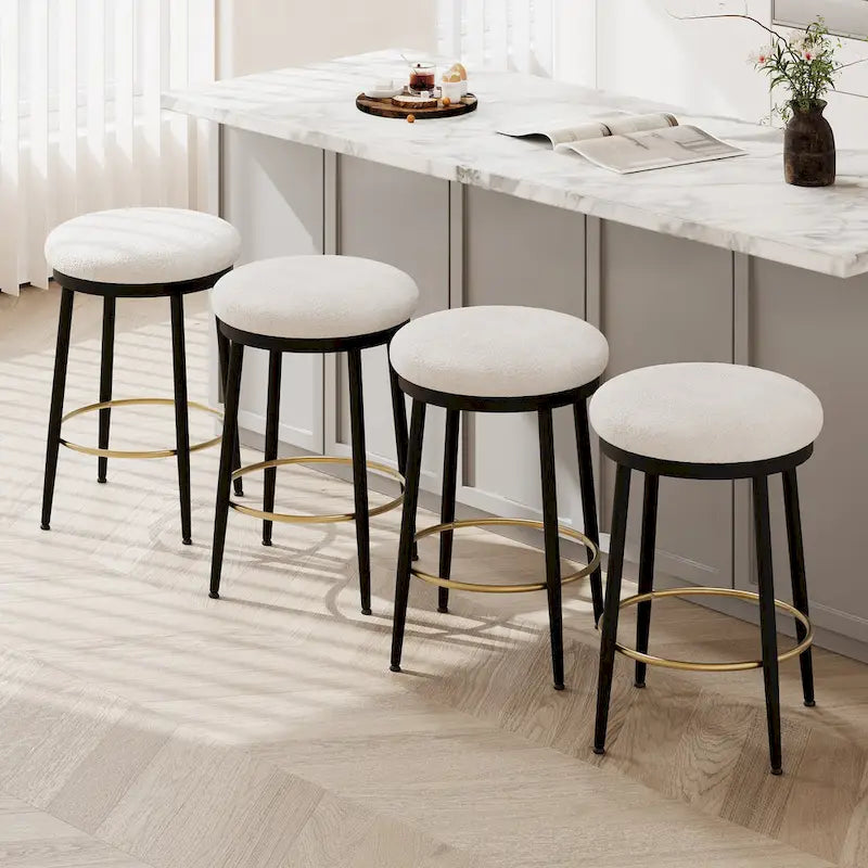 Tabourets de comptoir modernes, ensemble de 2 chaises de bar avec cadre en fer, siège rembourré et repose-pieds