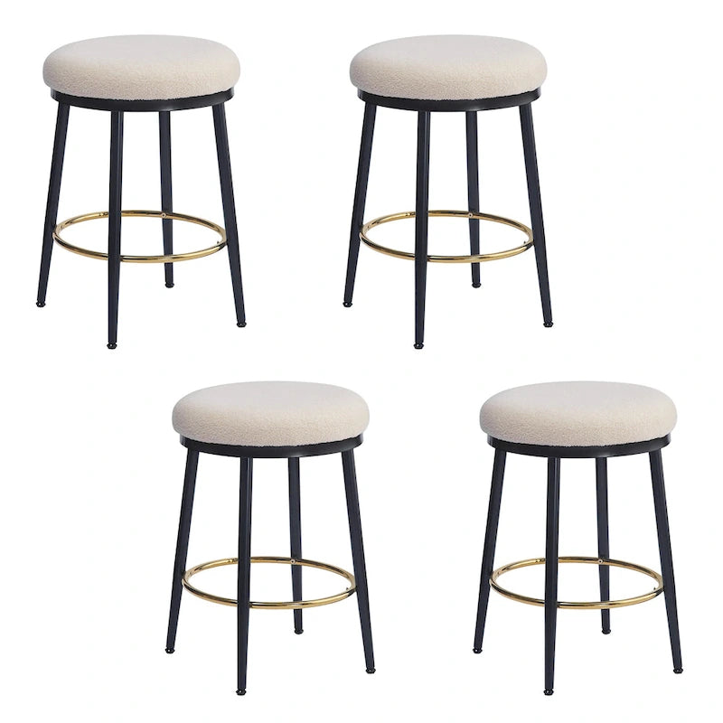 Tabourets de comptoir modernes, ensemble de 2 chaises de bar avec cadre en fer, siège rembourré et repose-pieds