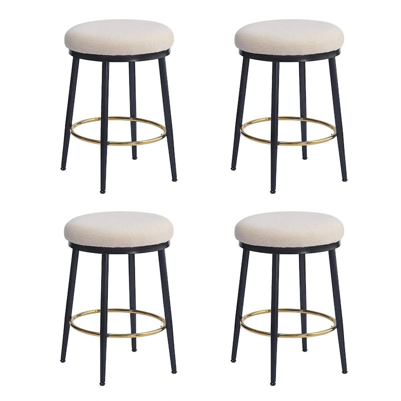 Tabourets de comptoir modernes, ensemble de 2 chaises de bar avec cadre en fer, siège rembourré et repose-pieds