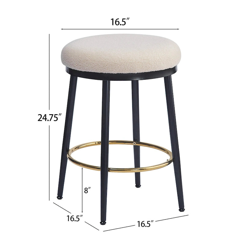Tabourets de comptoir modernes, ensemble de 2 chaises de bar avec cadre en fer, siège rembourré et repose-pieds