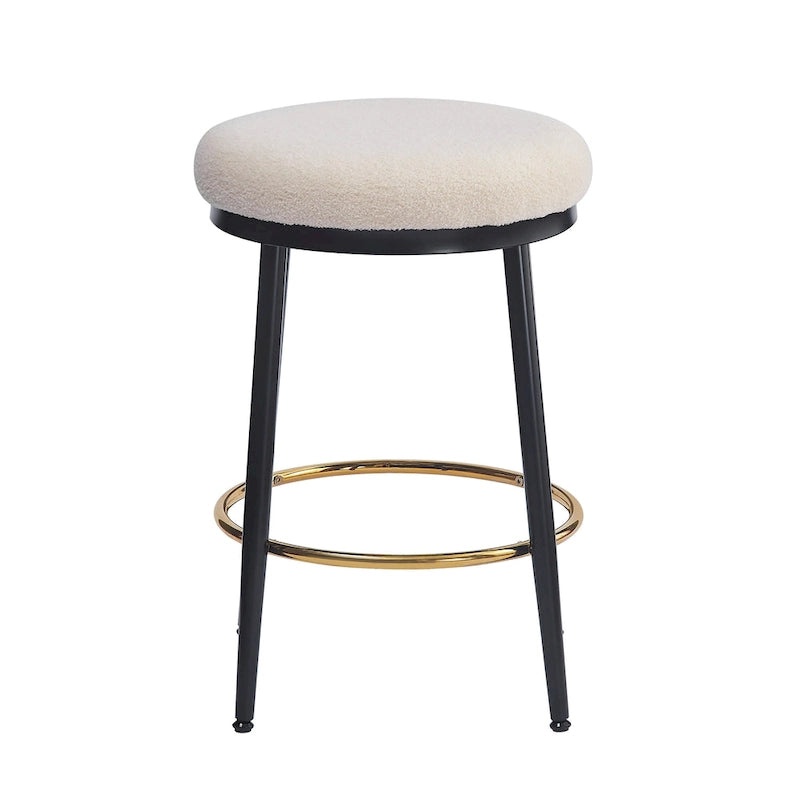 Tabourets de comptoir modernes, ensemble de 2 chaises de bar avec cadre en fer, siège rembourré et repose-pieds