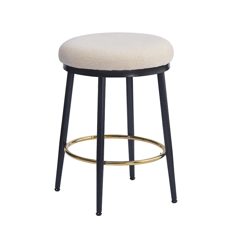 Tabourets de comptoir modernes, ensemble de 2 chaises de bar avec cadre en fer, siège rembourré et repose-pieds