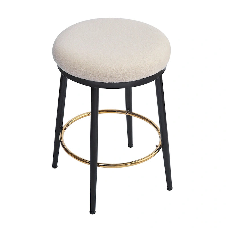 Tabourets de comptoir modernes, ensemble de 2 chaises de bar avec cadre en fer, siège rembourré et repose-pieds
