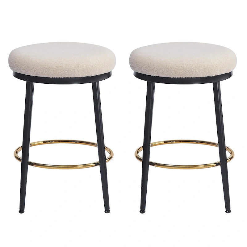 Tabourets de comptoir modernes, ensemble de 2 chaises de bar avec cadre en fer, siège rembourré et repose-pieds