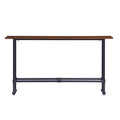 Console rectangulaire en bois Espresso avec piètement en métal noir - 56 L x 8 P x 30 H