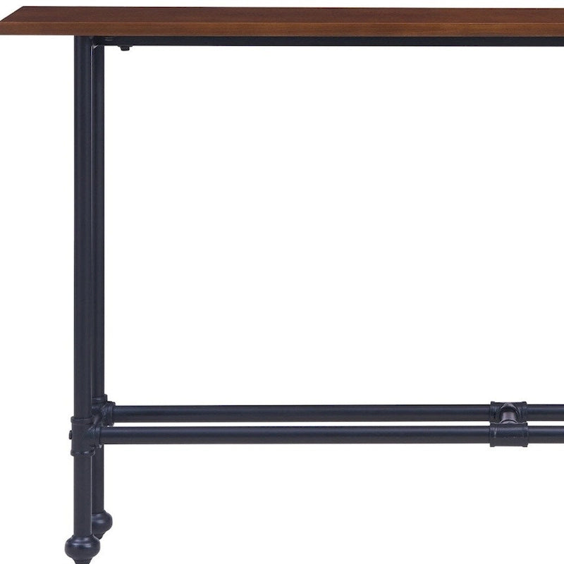 Console rectangulaire en bois Espresso avec piètement en métal noir - 56 L x 8 P x 30 H