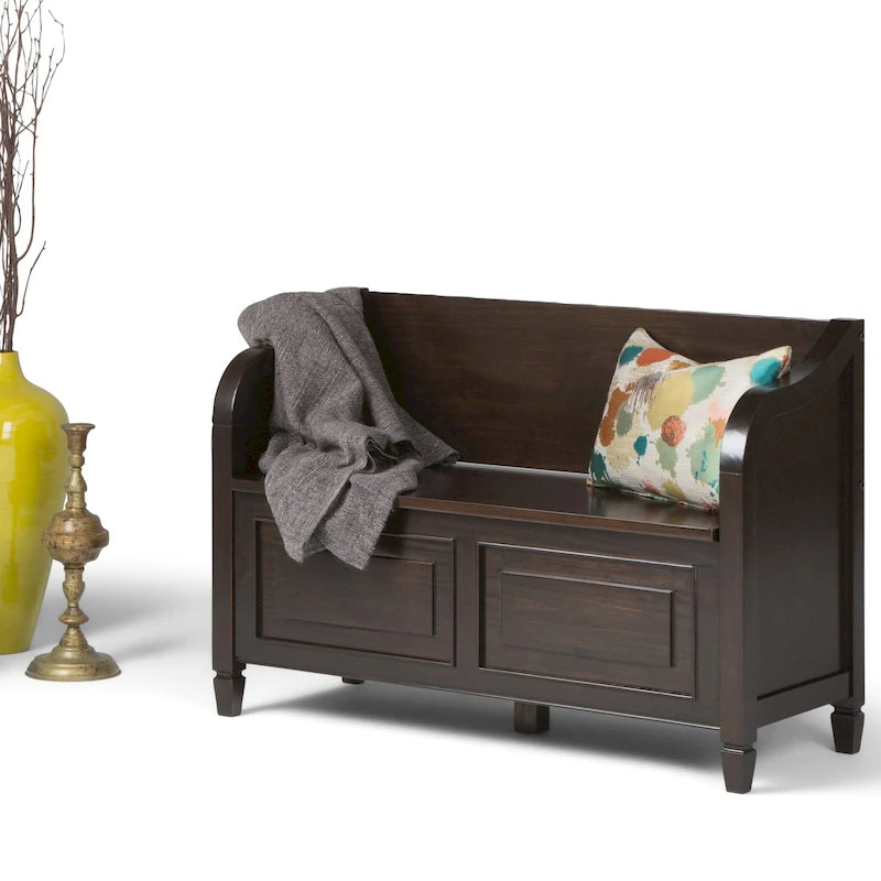 SOLID WOOD 42 inch Wide Traditional Entryway Storage Bench - 42 W x 18 D x 29.5 H