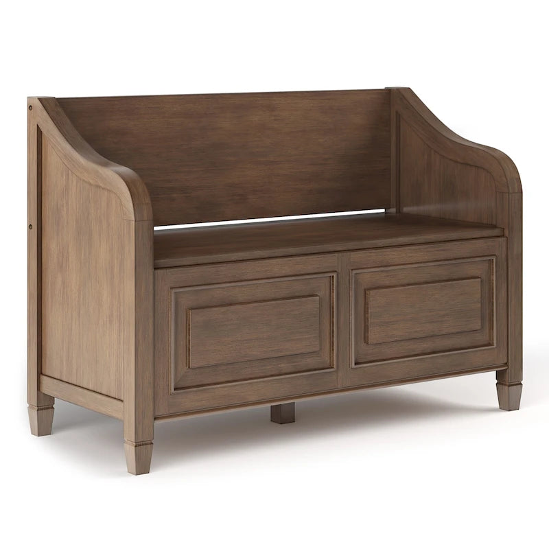 SOLID WOOD 42 inch Wide Traditional Entryway Storage Bench - 42 W x 18 D x 29.5 H