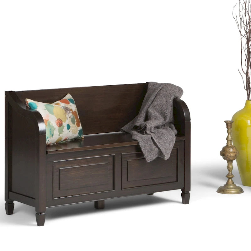 Banc de rangement traditionnel en BOIS MASSIF de 42 po de large pour entrée - 42 L x 18 P x 29,5 H