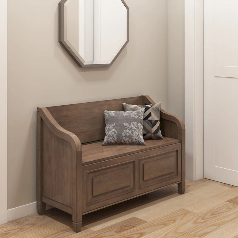 Banc de rangement traditionnel en BOIS MASSIF de 42 po de large pour entrée - 42 L x 18 P x 29,5 H