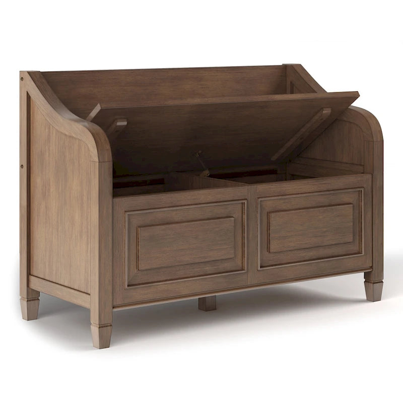 Banc de rangement traditionnel en BOIS MASSIF de 42 po de large pour entrée - 42 L x 18 P x 29,5 H