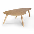 Mid-Century Modern Wood Veneer Coffee Table with Kidney Shaped Top for Living Room