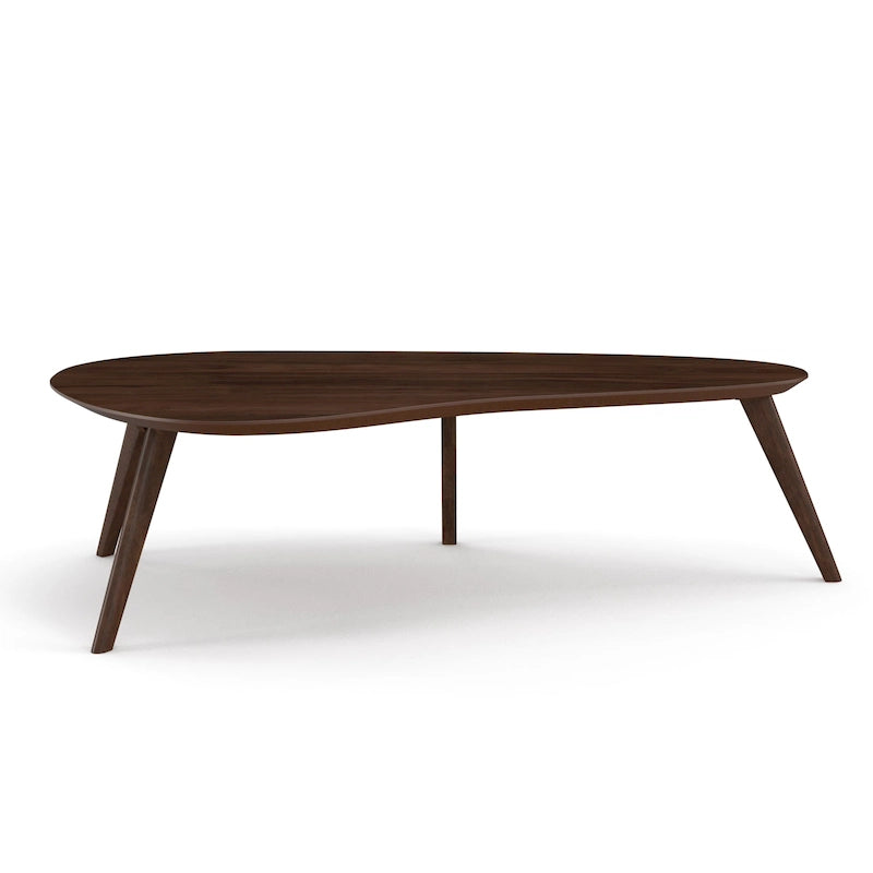 Mid-Century Modern Wood Veneer Coffee Table with Kidney Shaped Top for Living Room