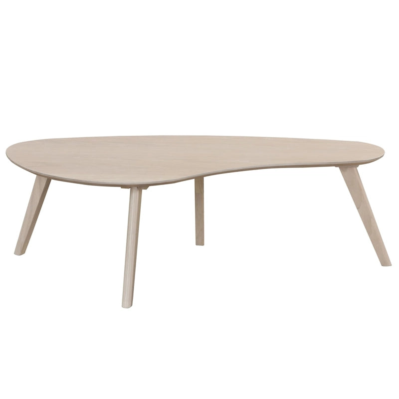 Mid-Century Modern Wood Veneer Coffee Table with Kidney Shaped Top for Living Room