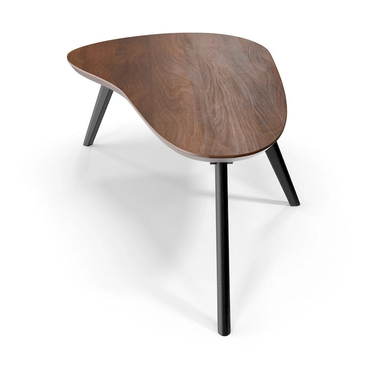 Mid-Century Modern Wood Veneer Coffee Table with Kidney Shaped Top for Living Room