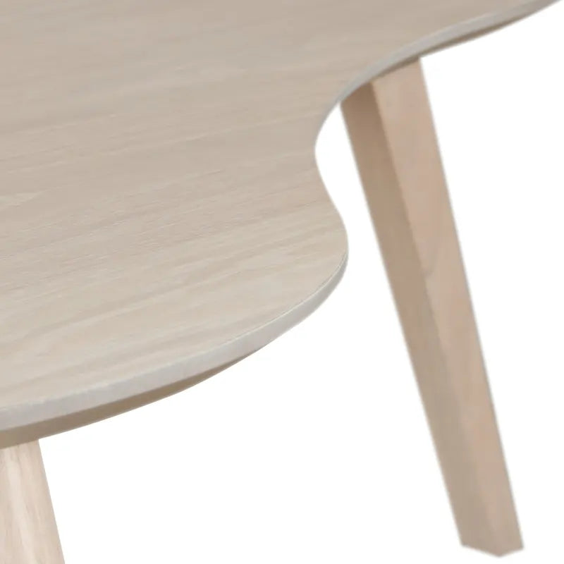 Mid-Century Modern Wood Veneer Coffee Table with Kidney Shaped Top for Living Room