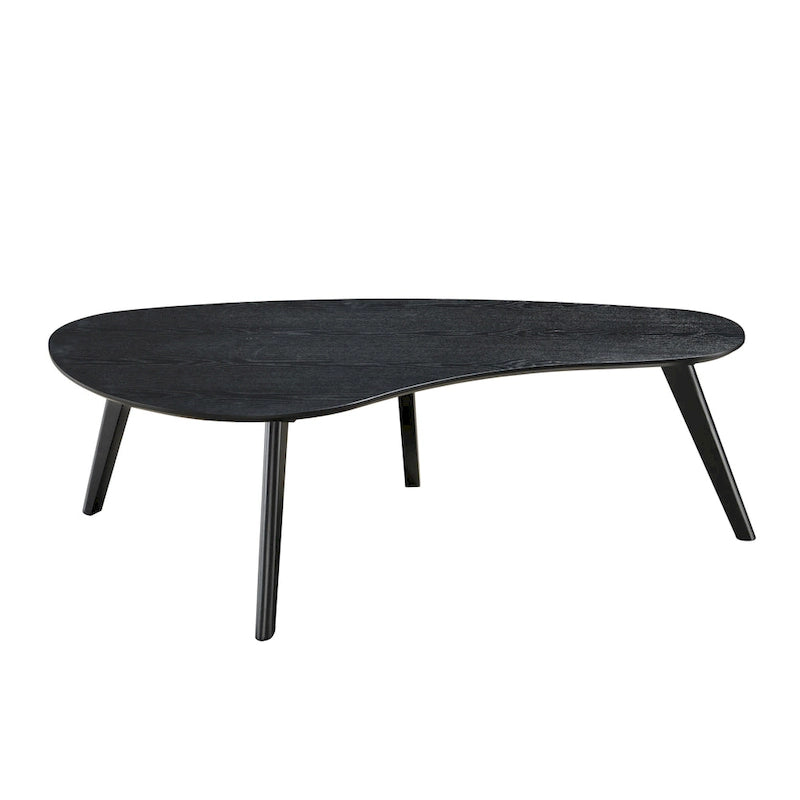 Mid-Century Modern Wood Veneer Coffee Table with Kidney Shaped Top for Living Room