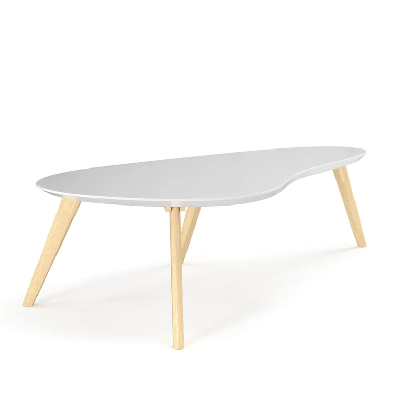 Mid-Century Modern Wood Veneer Coffee Table with Kidney Shaped Top for Living Room