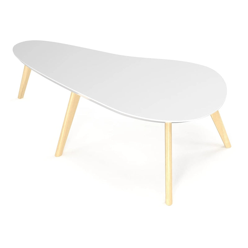 Mid-Century Modern Wood Veneer Coffee Table with Kidney Shaped Top for Living Room