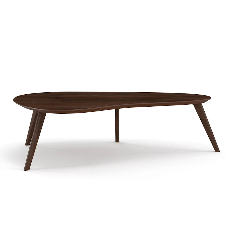 Mid-Century Modern Wood Veneer Coffee Table with Kidney Shaped Top for Living Room