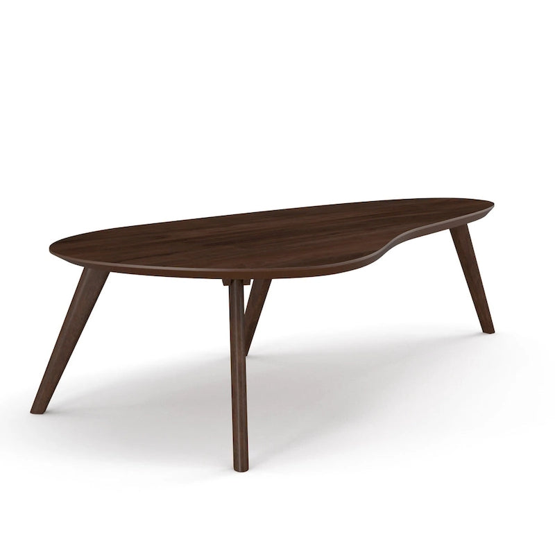 Mid-Century Modern Wood Veneer Coffee Table with Kidney Shaped Top for Living Room