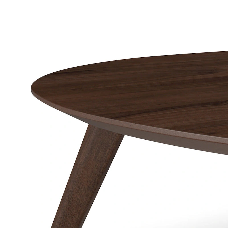 Mid-Century Modern Wood Veneer Coffee Table with Kidney Shaped Top for Living Room