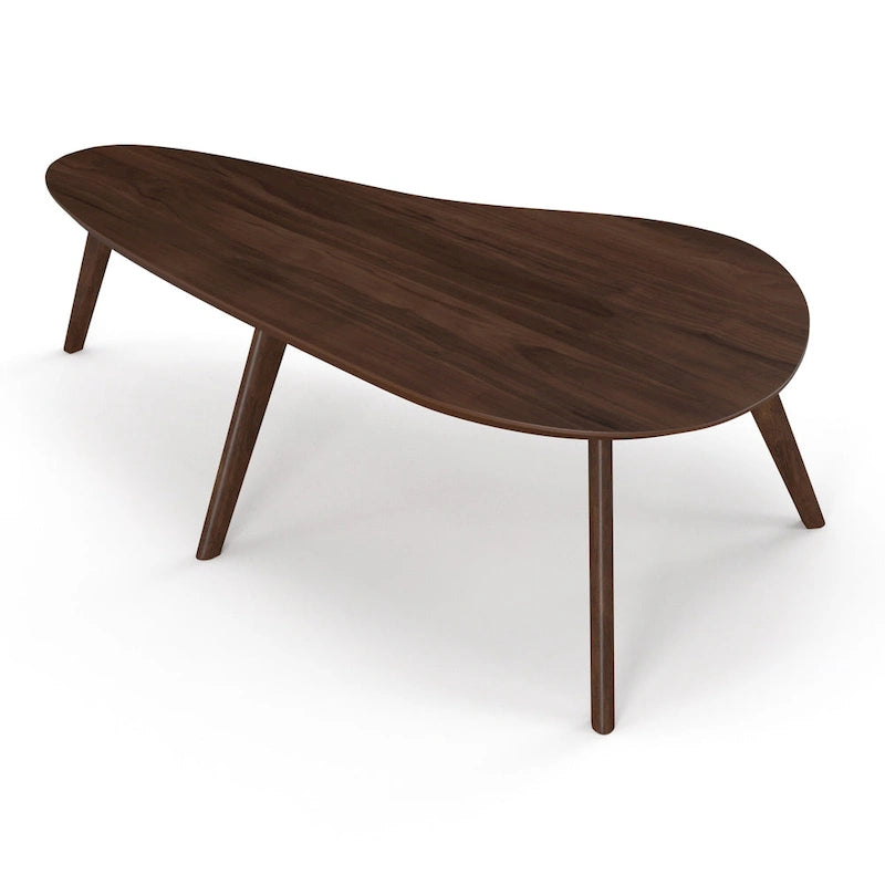 Mid-Century Modern Wood Veneer Coffee Table with Kidney Shaped Top for Living Room