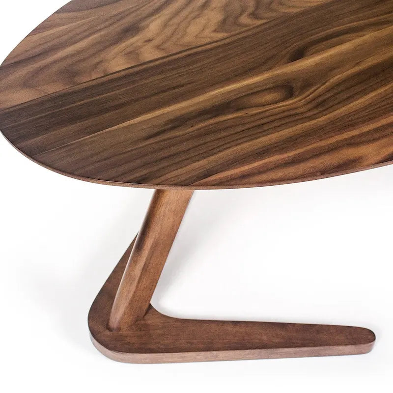 Mid-Century Modern Wood Veneer Coffee Table with Kidney Shaped Top for Living Room